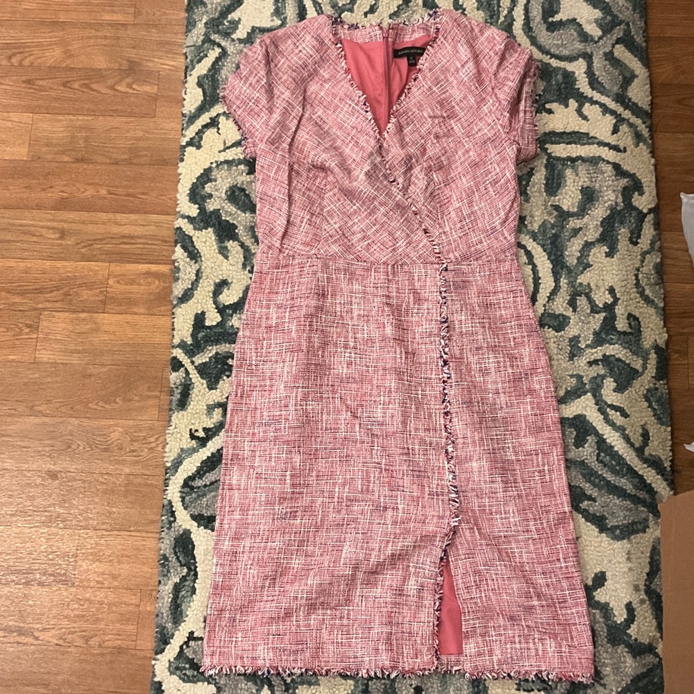 Banana Republic Pink Tweed Midi Dress